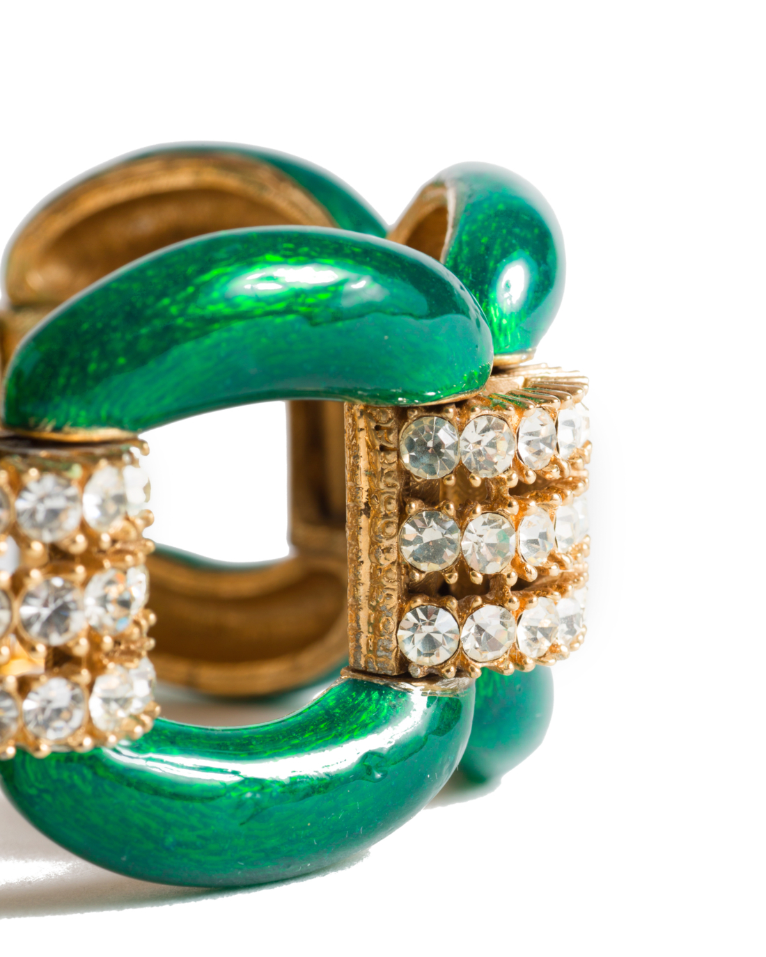 Regal Emerald Green Enameled Bracelet,by Ciner, circa 1960's